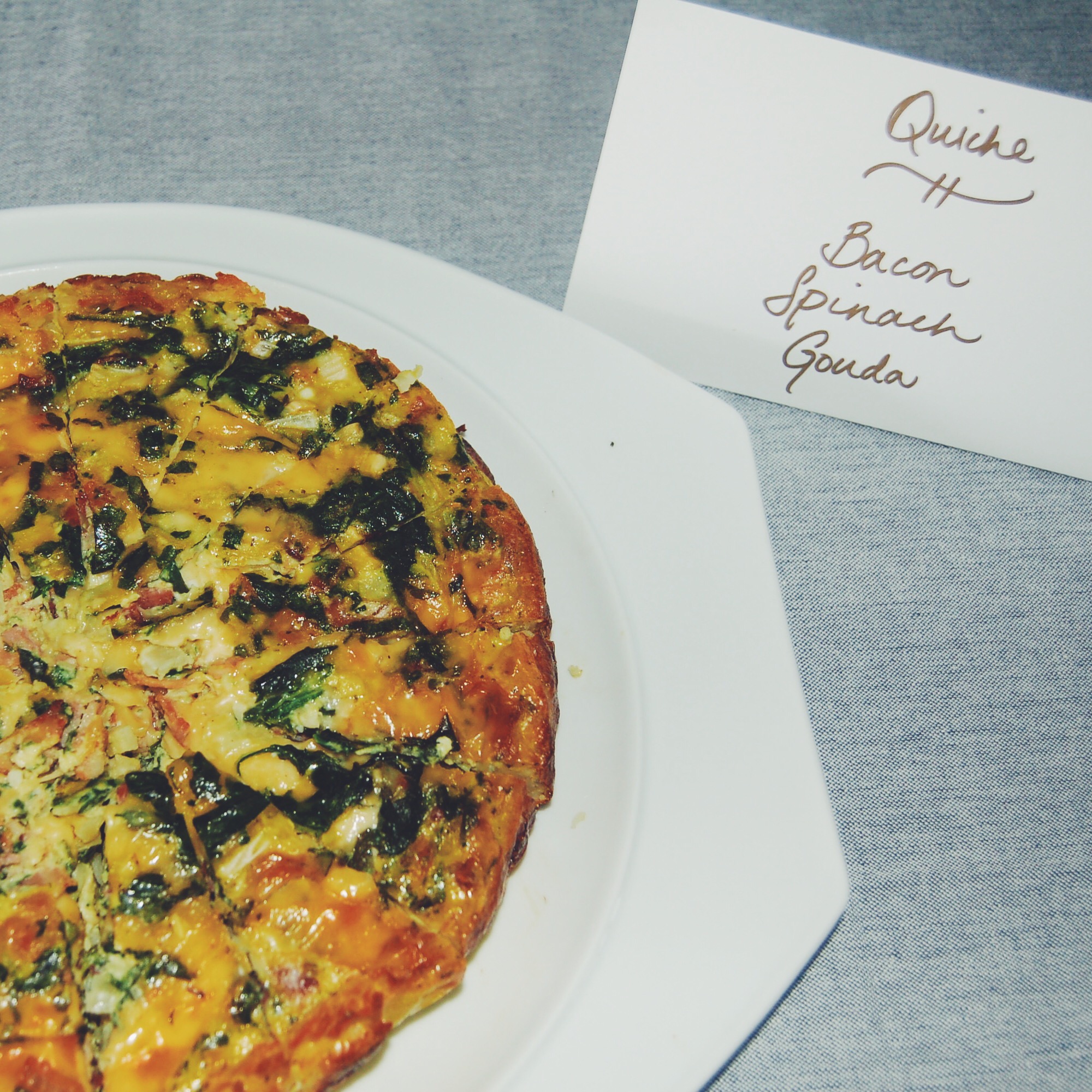 bacon, spinach and gouda quiche